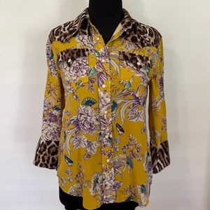 R13 cowboy shirt floral & leopard
